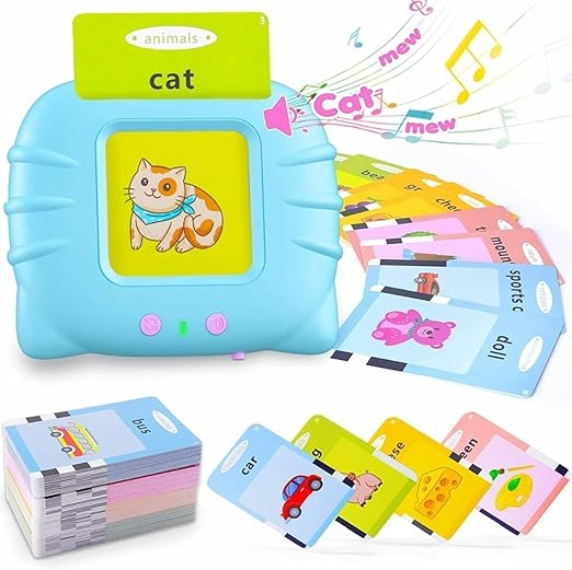 Talking Flash Cards for Kids 2-5 Years | Rechargeable Educational Learning Toy for Toddlers | Cognitive Language Skills Builder for Boys & Girls | Sound Flashcard Device for Babies
