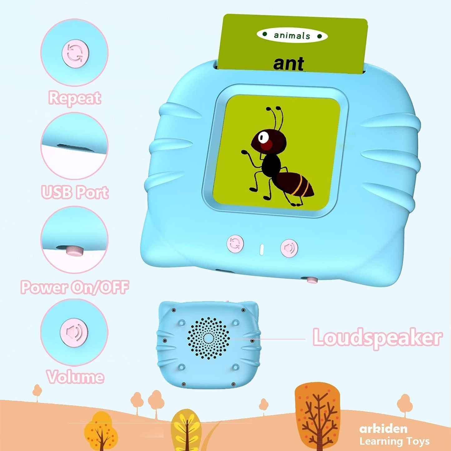 Talking Flash Cards for Kids 2-5 Years | Rechargeable Educational Learning Toy for Toddlers | Cognitive Language Skills Builder for Boys & Girls | Sound Flashcard Device for Babies